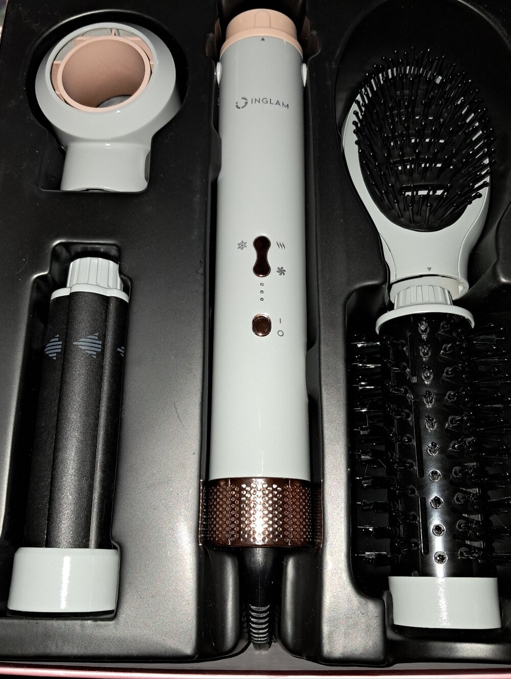 GLAM  Hair Styler Set in Light Gray and Rose Gold Accents